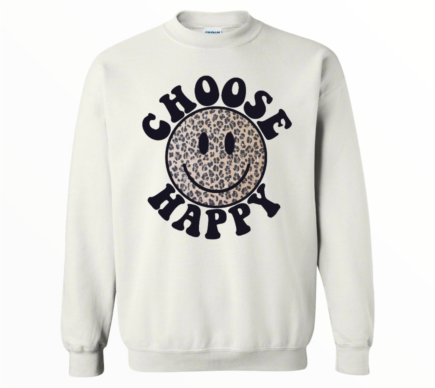 Choose Happy Leopard Smiley Crewneck