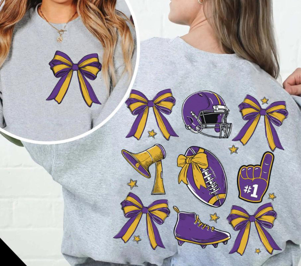 Purple and yellow football sweatshirt