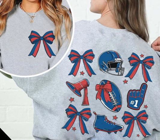 Red and blue football sweatshirt