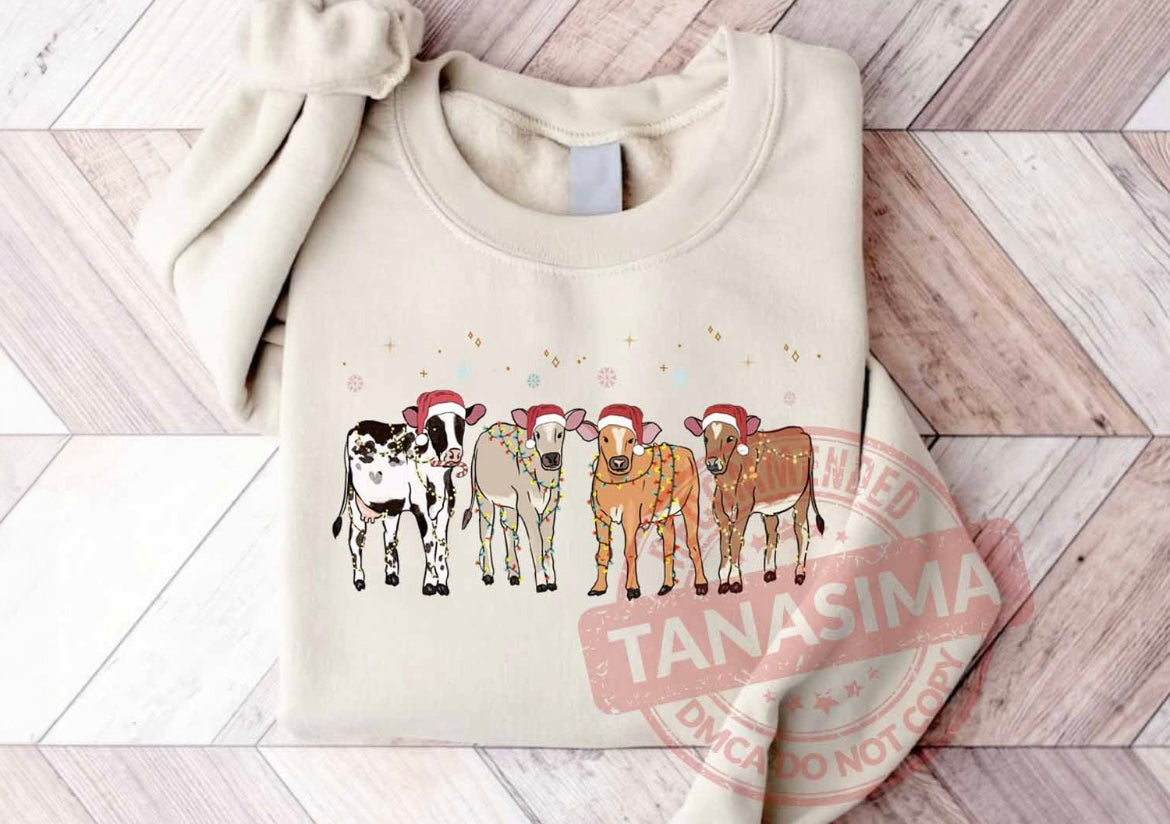 Christmas cow crewneck