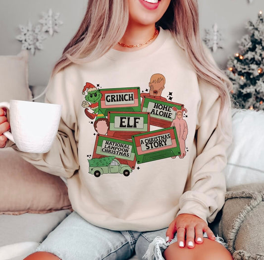 Retro Christmas tape crewneck