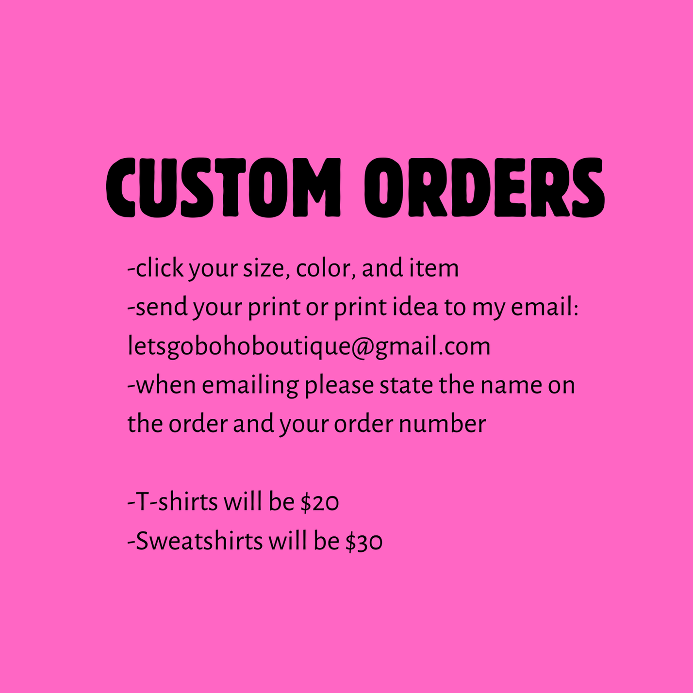 custom orders