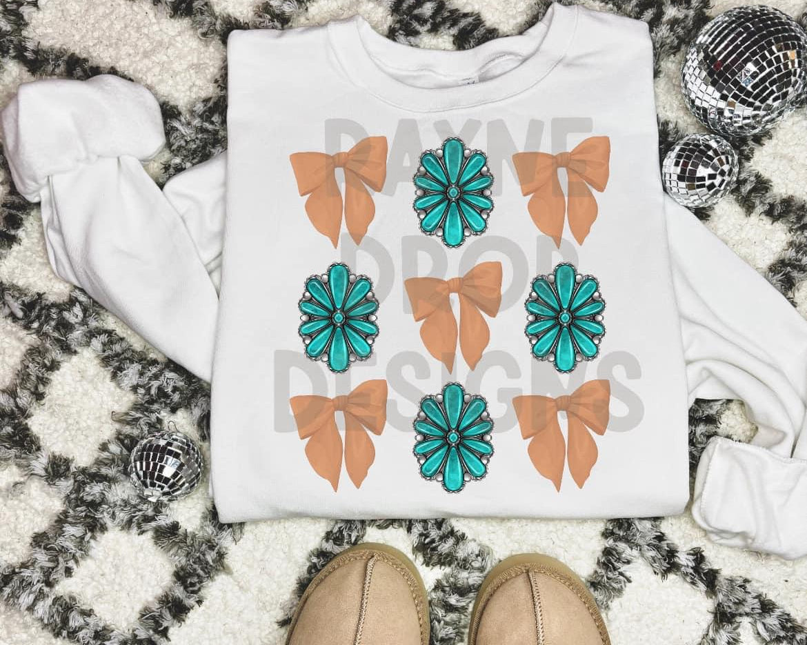 Turquoise bow sweatshirt